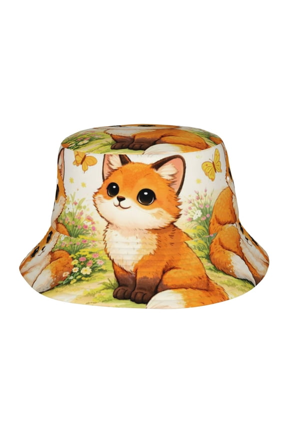 Cute Fox Garden Fisherman's Hat Lightweight and Breathable Sun Hat Suitable for Both Men and Women