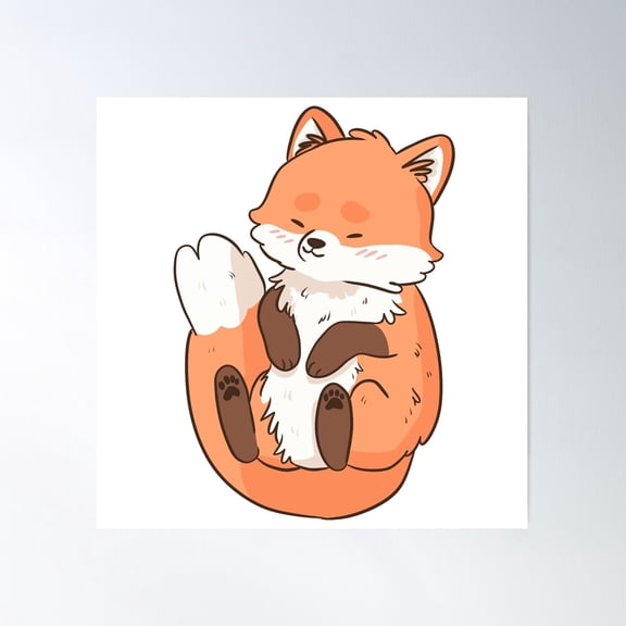 Cute Fox Illustration Poster Wall Art, Modern Wall Decor For Living Room Bedroom, 17x17 UNFRAMED