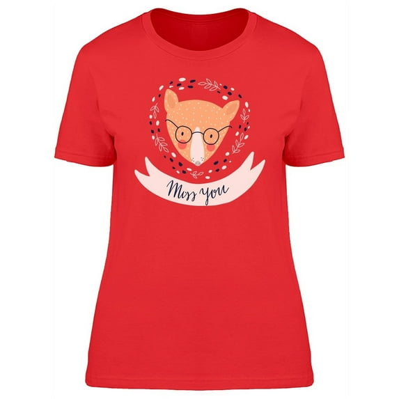 Cute Fox Miss You Ribbon T-Shirt Women -Image by Shutterstock, Female Large