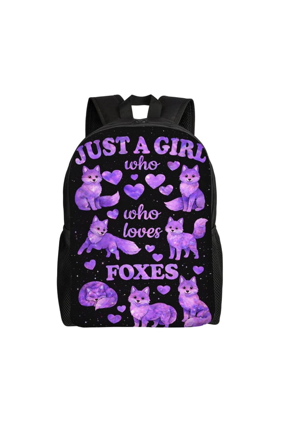 Cute Fox Pattern Backpack Large Capacity Laptop Bag for Men and Women