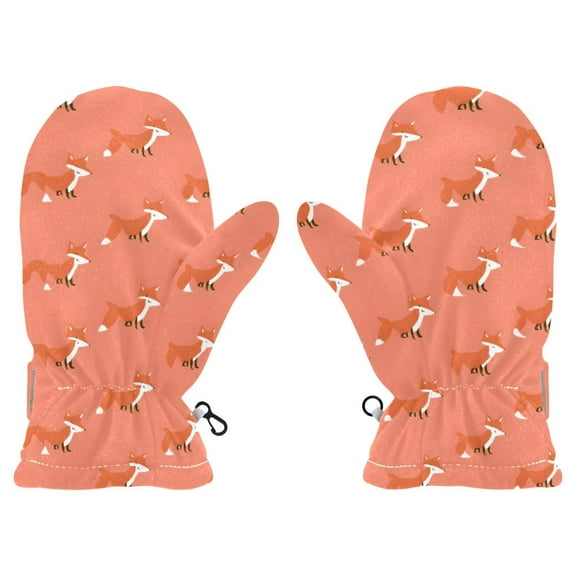 Cute Fox Pattern Cold Weather Mittens Cozy Gloves with Adjustable Fit Perfect for Outdoor Fun