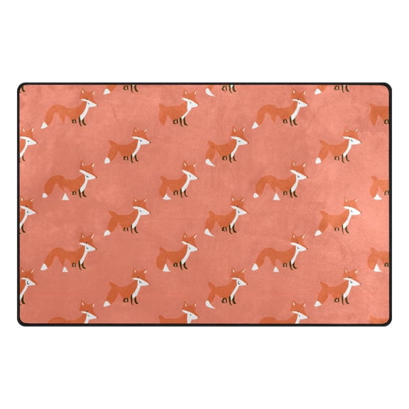 Cute Fox Pattern Memory Foam Area Rug 31"x20" Non Slip, Absorbent, Fade Proof for Living Room, Bedroom, Office