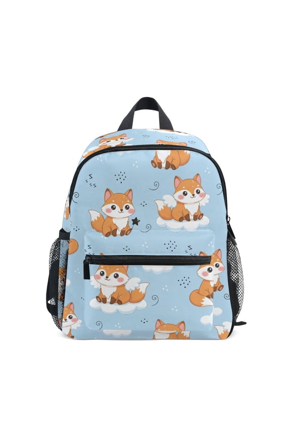 Cute Fox Pattern Mini Backpack Cute Small Backpack with Chest Strap and Whistle Ages 3-8