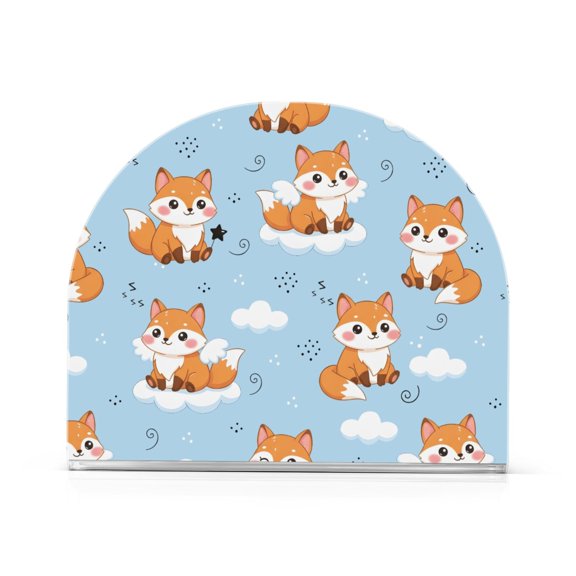 Cute Fox Pattern Napkin Holder Acrylic Napkin Dispenser Clear Modern Tabletop for Kitchen Counter
