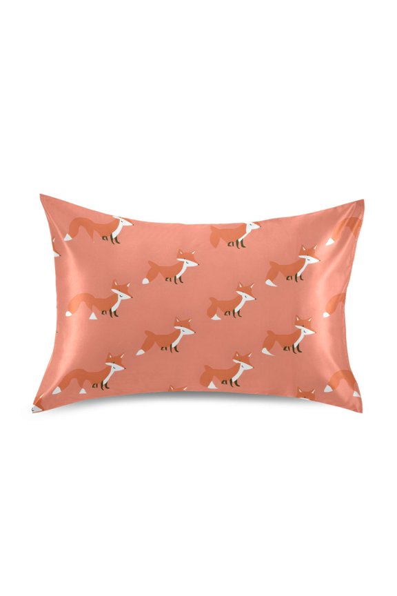 Cute Fox Pattern Pillowcase Standard Size Luxury Silky Soft Wrinkle Resistant Envelope Closure 20x26in