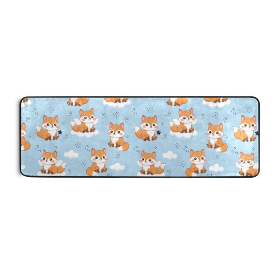 Cute Fox Pattern Runner Rug 24x72 Inch Cushioned Non Slip Soft Absorbent Floor Mat