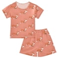 thumbnail image 1 of Cute Fox Pattern Summer Pajama Set Soft Cotton Short Sleeve Sleepwear 2PCS Pajama Sets Breathable Lounge Set Size 8Y, 1 of 7