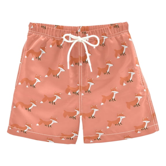 Cute Fox Pattern Swim Trunks Quick Dry Beach Pool Board Shorts Lightweight Stylish Print Sizes 2T to XL