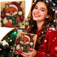 thumbnail image 1 of Cute Fox Rhinestone Gem Art Kit with Santa Hat, DIY Beaded Canvas Home Decor for Christmas Holiday, Winter Holiday Wall Hanging Craft, Red Green, 1-Pack, 1 of 8
