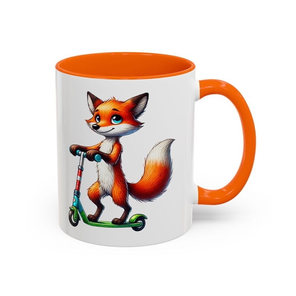 Cute Fox Riding Scooter Mug, Funny C1Artoon Fox Coffee Cup, Adorable Animal Lover Gift, Playful Scooter Adventure Design for and Adul