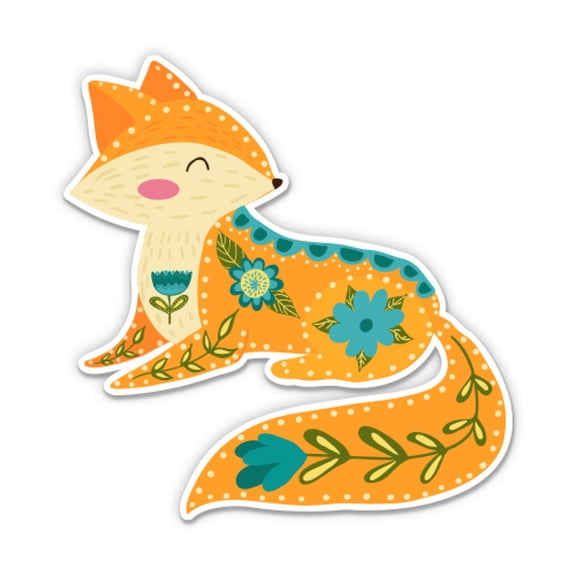 Cute Fox Sitting - 3" Vinyl Sticker - For Car Laptop Water Bottle Phone - Waterproof Decal