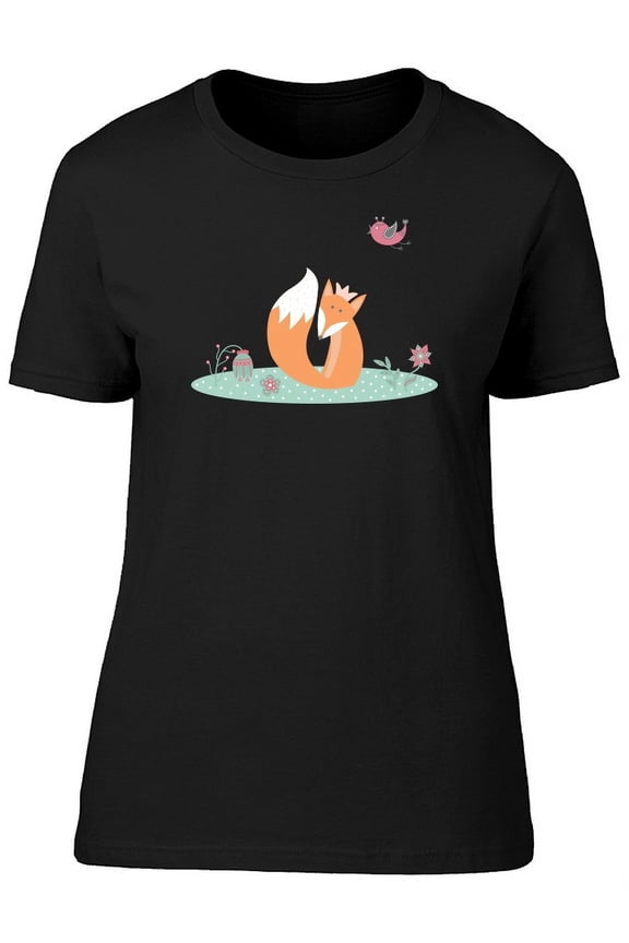 Cute Fox Sitting On Lawn Forest Tee Women's -Image by Shutterstock