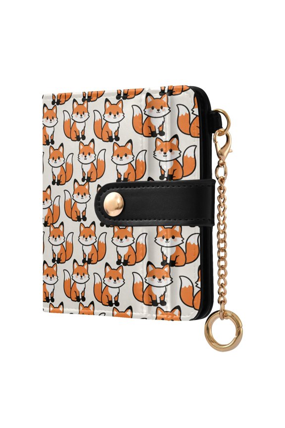 Cute Fox Small Wallet for Women RFID Blocking Bifold PU Leather Credit Card Holder with Zipper Coin Pocket Compact Cute Travel Purse Magnetic Snap 7 Card Slots