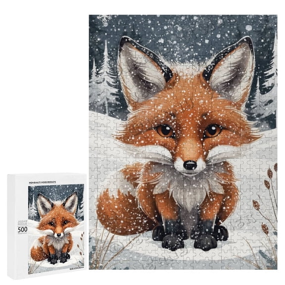 Cute Fox in Snowy Forest 500 Piece Puzzle | Ideal for Wildlife Lovers, Relaxing Puzzle for Families and Nature Decor Enthusiasts, Fun Activity for All Ages