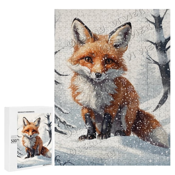 Cute Fox in Snowy Forest  500 Piece Puzzle | Perfect for Wildlife and Nature Lovers, Fun Puzzle for Animal Decor Enthusiasts, Great for Family Game Nights