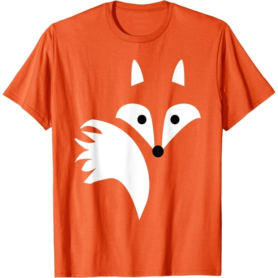 Cute Fox Sysbol Minimalist Imagine Unisex T-Shirt for Men Women Kids,Orange Color,Size 4XL