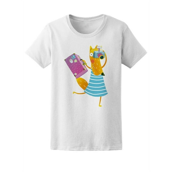 Cute Fox Tourist T-Shirt Women -Image by Shutterstock, Female x-Large