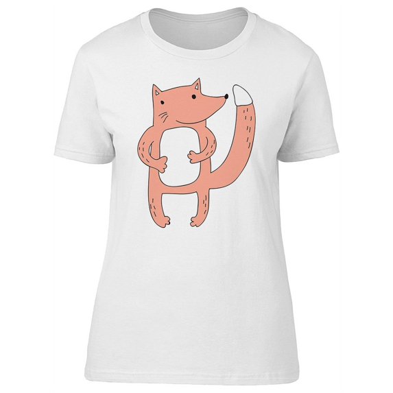Cute Fox White Belly Cartoon Tee Women's -Image by Shutterstock