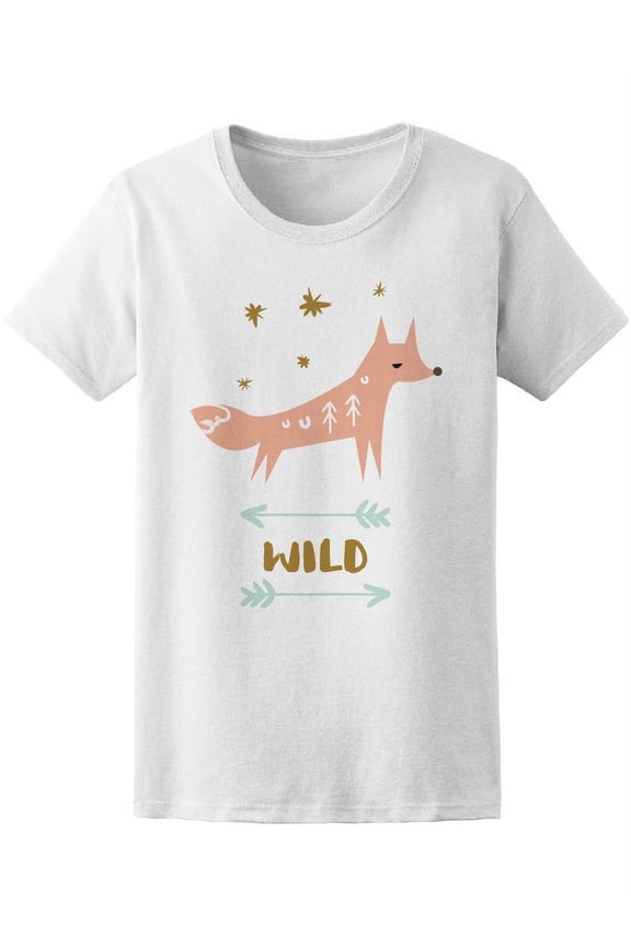 Cute Fox Wildlife Boho Style T-Shirt Women -Image by Shutterstock, Female Medium