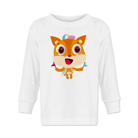 Cute Fox With Flags Long Sleeve Toddler -Image by Shutterstock,  2 Toddler