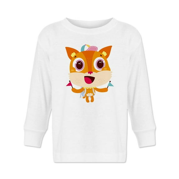 Cute Fox With Flags Long Sleeve Toddler -Image by Shutterstock, 4 Toddler