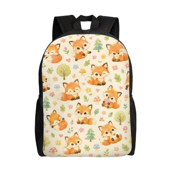 Cute Fox Woodland Backpack Full Front Print Travel Laptop Bag for Men and Women