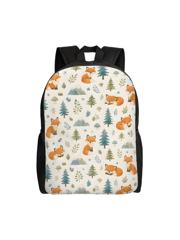 Cute Fox Woodland Backpack Full Front Print Travel Laptop Bag for Men and Women