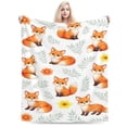 thumbnail image 1 of Cute Fox Woodland Blanket Cartoon Fox Throw Blanket Soft Cozy Flannel Animal Blanket Kids Nursery Room Decor Baby Gift Blanket 50x40, 1 of 6
