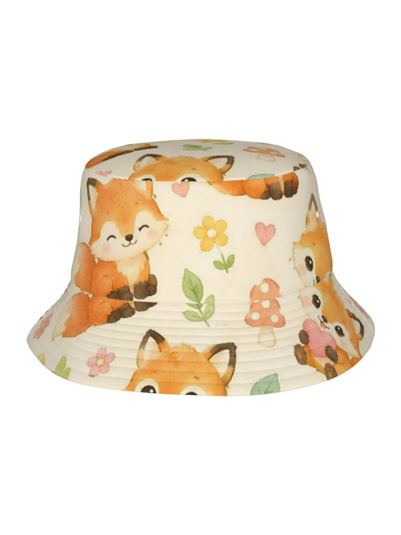 Cute Fox Woodland Fisherman's Hat Casual and Breathable Sun Hat for Men and Women