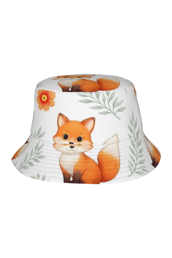 Cute Fox Woodland Fisherman's Hat Lightweight and Breathable Sun Hat Suitable for Both Men and Women