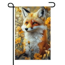 Cute Fox and Floral Garden Flags 12×18 Inch Double Sided Decorative Yard Banner Seasonal Flag for Outdoor Outside Decor