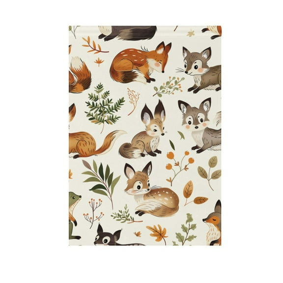 Cute Fox and Plant Garden Flag 12X18 Double Sided Yard Flags for Outside Outdoor All Seasonal Decoration