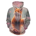 thumbnail image 1 of Cute Fox in Cherry Blossom Pond Men's Women Vintage 3D Hooded Sweatshirt - All-Season Loose Fit Streetwear, 1 of 6