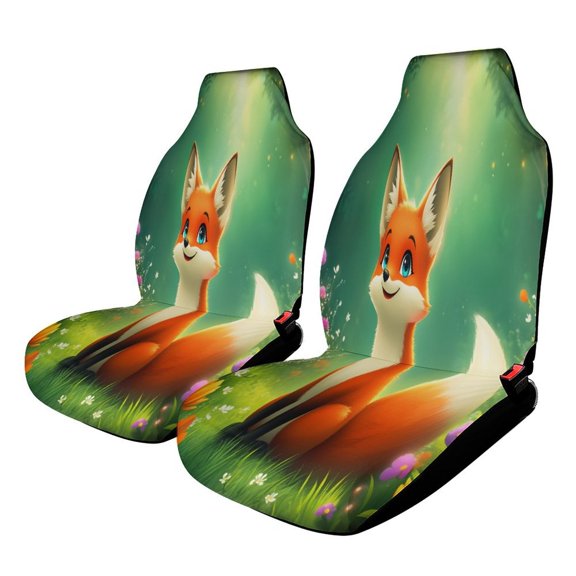 Cute Fox in Enchanted Forest-1 Set of 2 Car Seat Covers Seat for Carseats Front Seat Auto Car Interior Accessories Universal 2 Piece