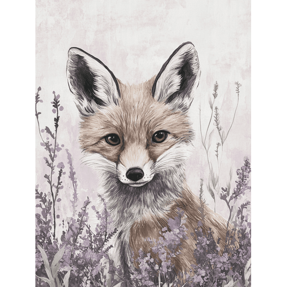 Cute Fox in Lavender Field Canvas Wall Art Perfect for Living Room Bedroom Office Bathroom and Hallway Decoration.