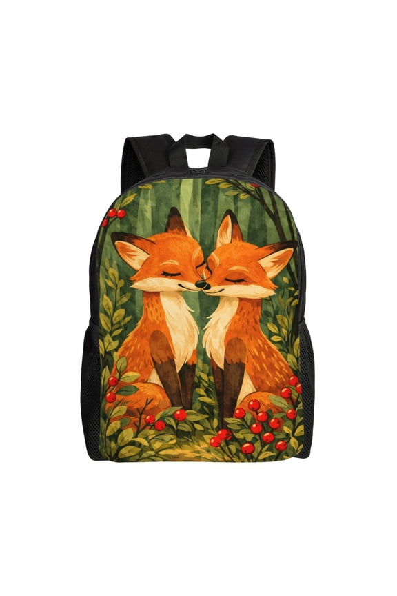 Cute Foxes Backpack Full Front Print Travel Laptop Bag for Men and Women