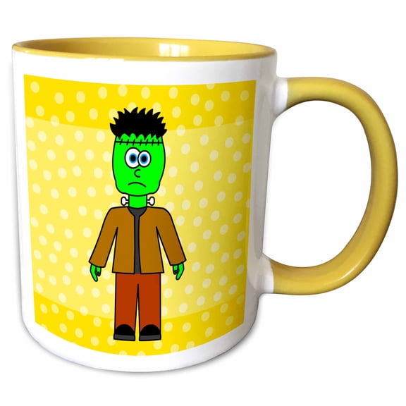 3drose, Cute Frankenstein Gift, 15oz Two-tone Yellow Mug