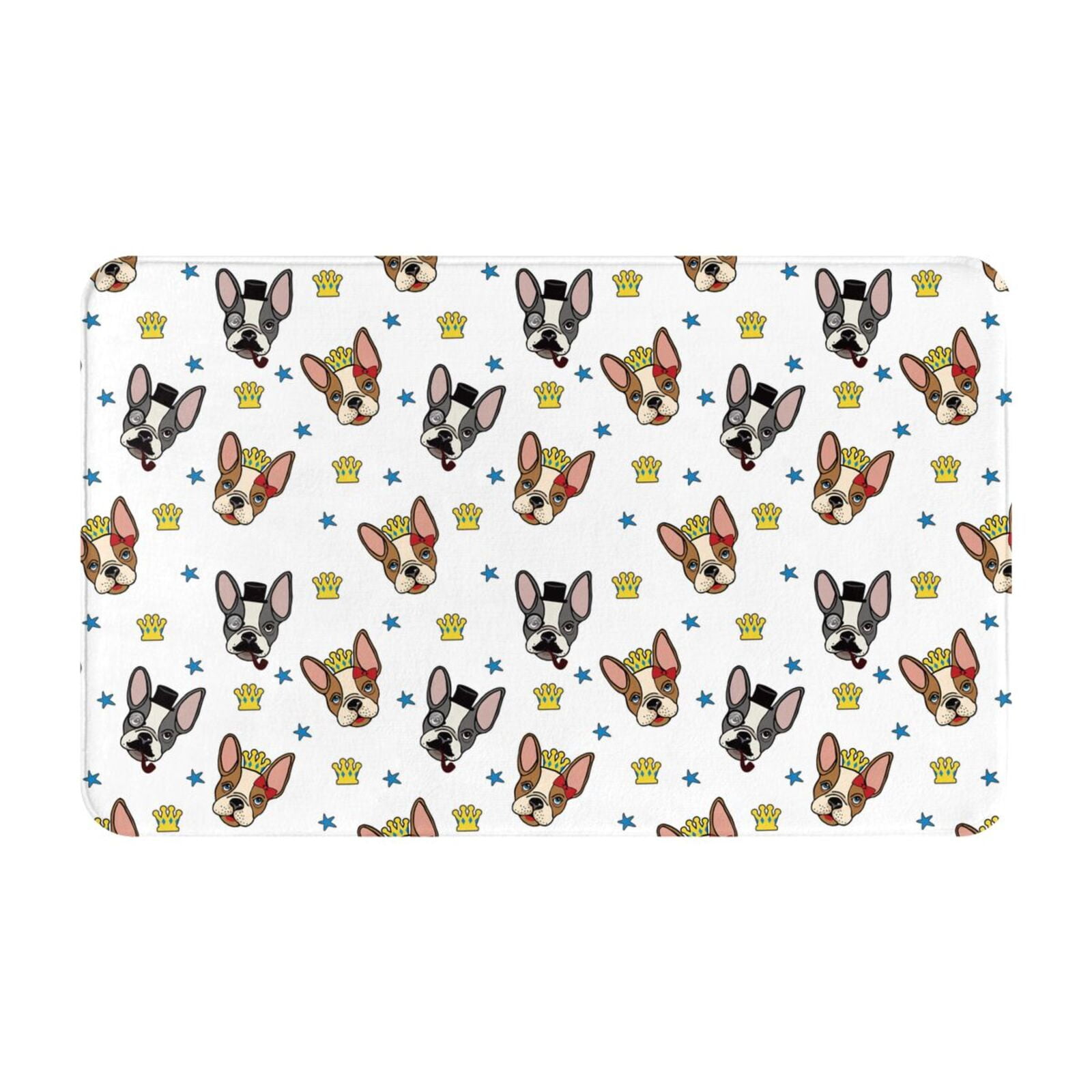 Cute French Bulldog Crown Front Door Mat, Indoor Mats for Bedroom