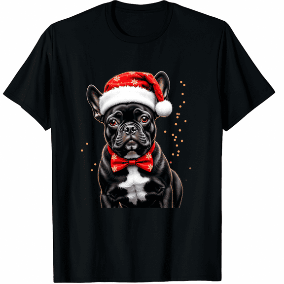 Cute French Bulldog Frenchie Dog Christmas Merry X-mas T-Shirt for Men Women