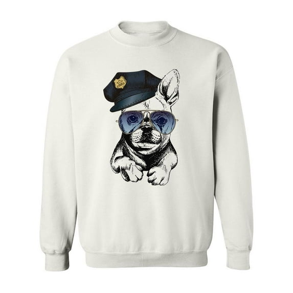 Cute French Bulldog Officer Sweatshirt Men -Image by Shutterstock, Male Small