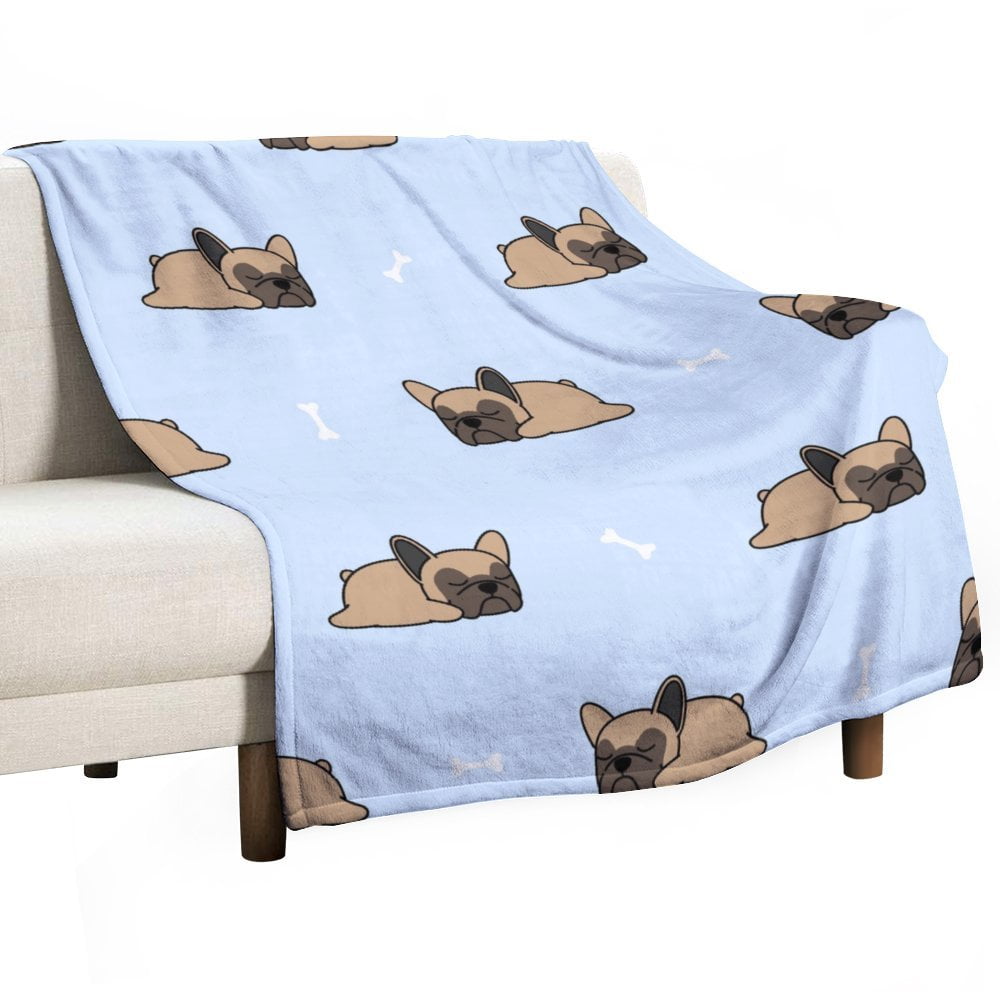 Cute French Bulldog Puppy Sleeping (7) Blanket Plush Fuzzy Throw