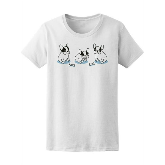 Cute French Bulldogs Doodle T-Shirt Women -Image by Shutterstock, Female Medium