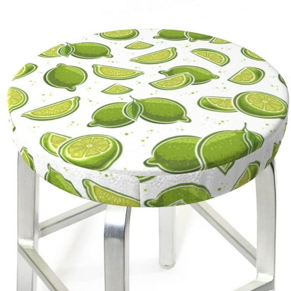 Cute Fresh Limes Round Bar Stool Seat Covers, Elastic Round Chair Cover Stool Seat Slipcover Bar Stool Cushions Round Pad for 12-14 inch