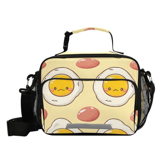 Cute Fried Egg Faces Insulated Lunch Bag Portable Cooler Bag Mommy Bag Large Capacity 6L