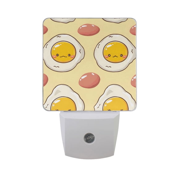 Cute Fried Egg Faces LED Night Light with Smart Sensor Plug Into Wall Dusk to Dawn 2 packs