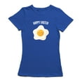 thumbnail image 1 of Cute Fried Egg Happy Easter Graphic Women Royal Blue T-Shirt, Female Medium, 1 of 4