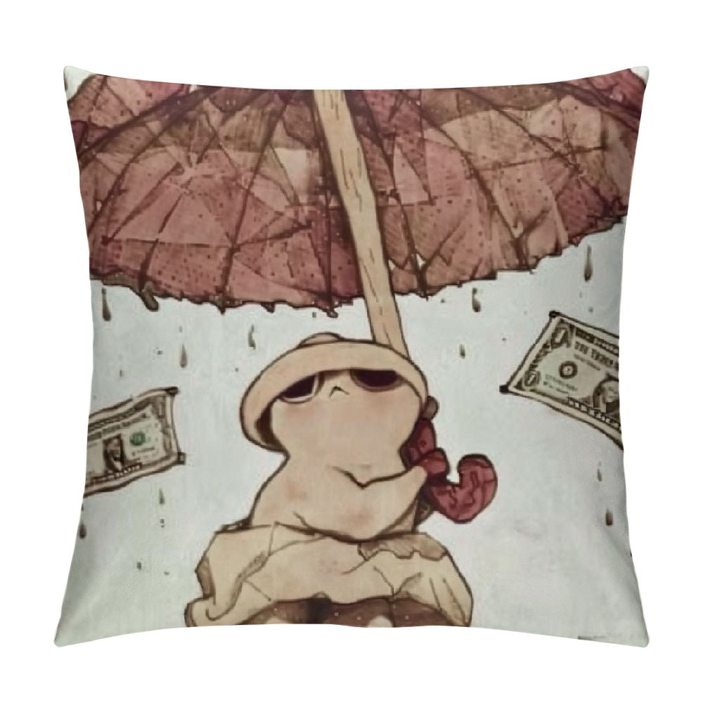 Cute Friendly Flower Mushroom Hug Throw Pillow Case" Set of Green and