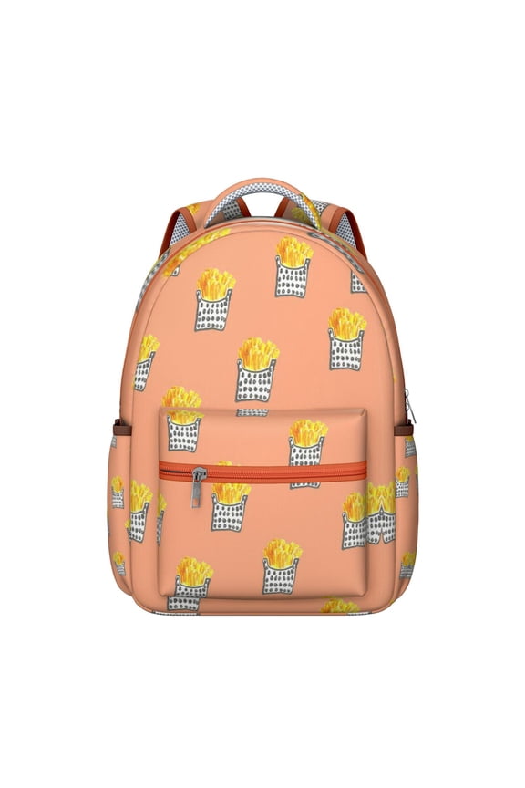 Cute Fries Backpack for School – Stylish & Functional Bag for Teens – French Fries Pattern Design – Large Capacity with Pockets – Lightweight & Durable – Great for High School
