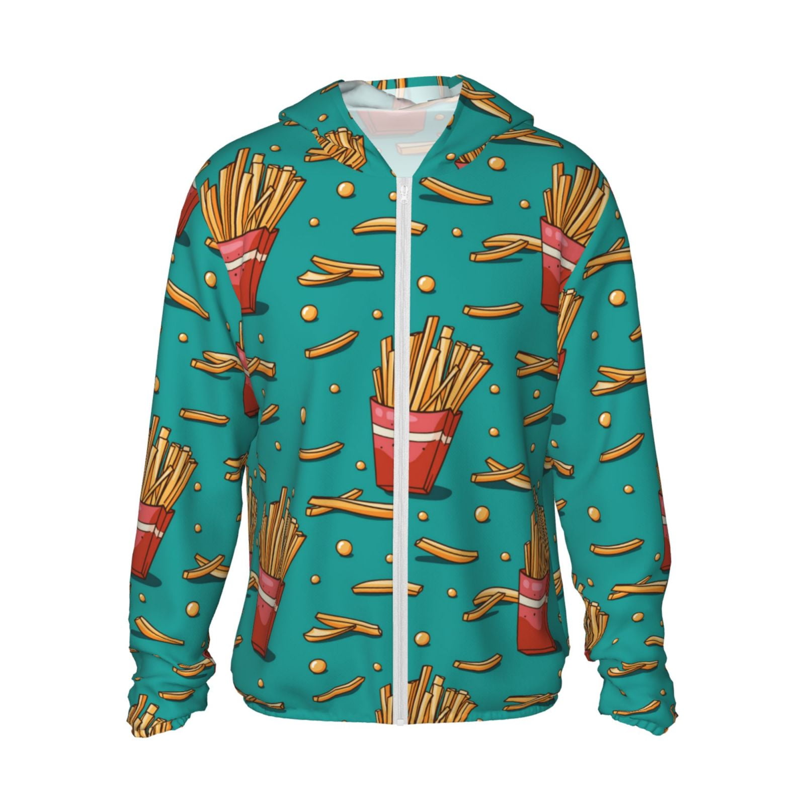 Cute Fries Sun Protection Zip Up Hoodie Jacket Lightweight Long Sleeve