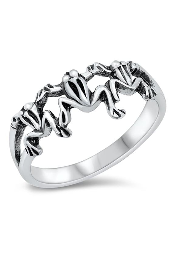 Cute Frog Animal Ring .925 Sterling Silver Band Jewelry Female Male Unisex Size 9